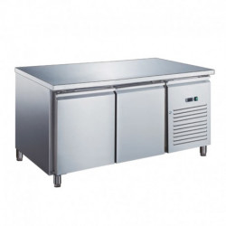 Table réfrigérée inox positive avec évaporateur ventilé - 2 portes - 228 litres - Sans dosseret